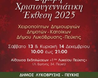 Χριστουγεννιάτικη Έκθεση Χειροποίητων Δημιουργιών στην Πεύκη